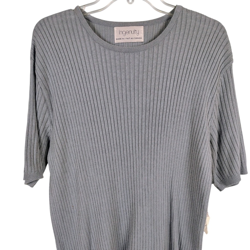NWT Ingenuity Womens XL Ribbed Knit Sweater Blue Cotton Rayon Normcore Minimal